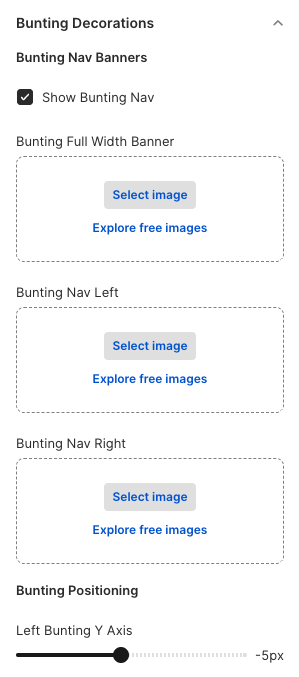 Bunting Decorations Settings