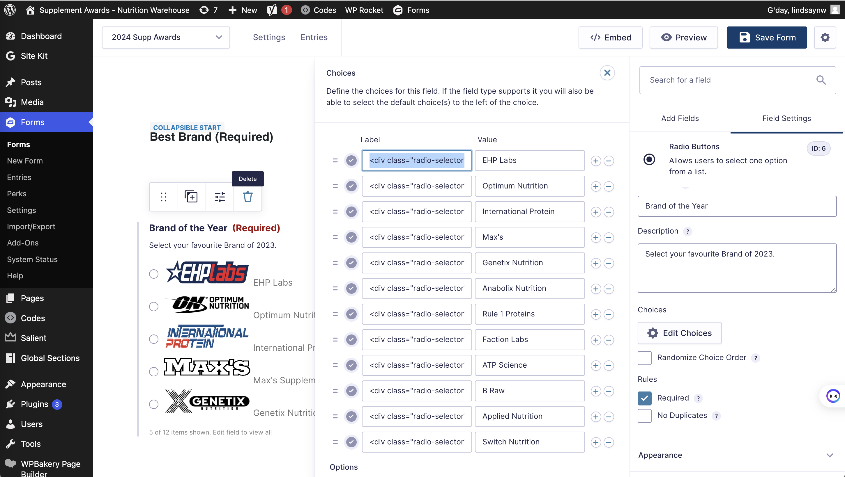 Supp Awards Admin Preview