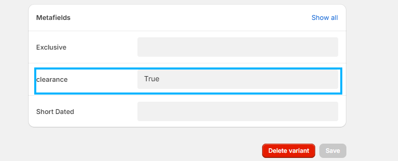 variant clearance preview